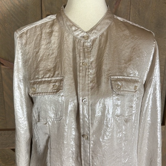 Calvin Klein metallic champagne blouse Size Large - Picture 5 of 11